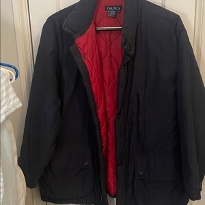 Nautica Men's Navy Raincoat with Red Interior